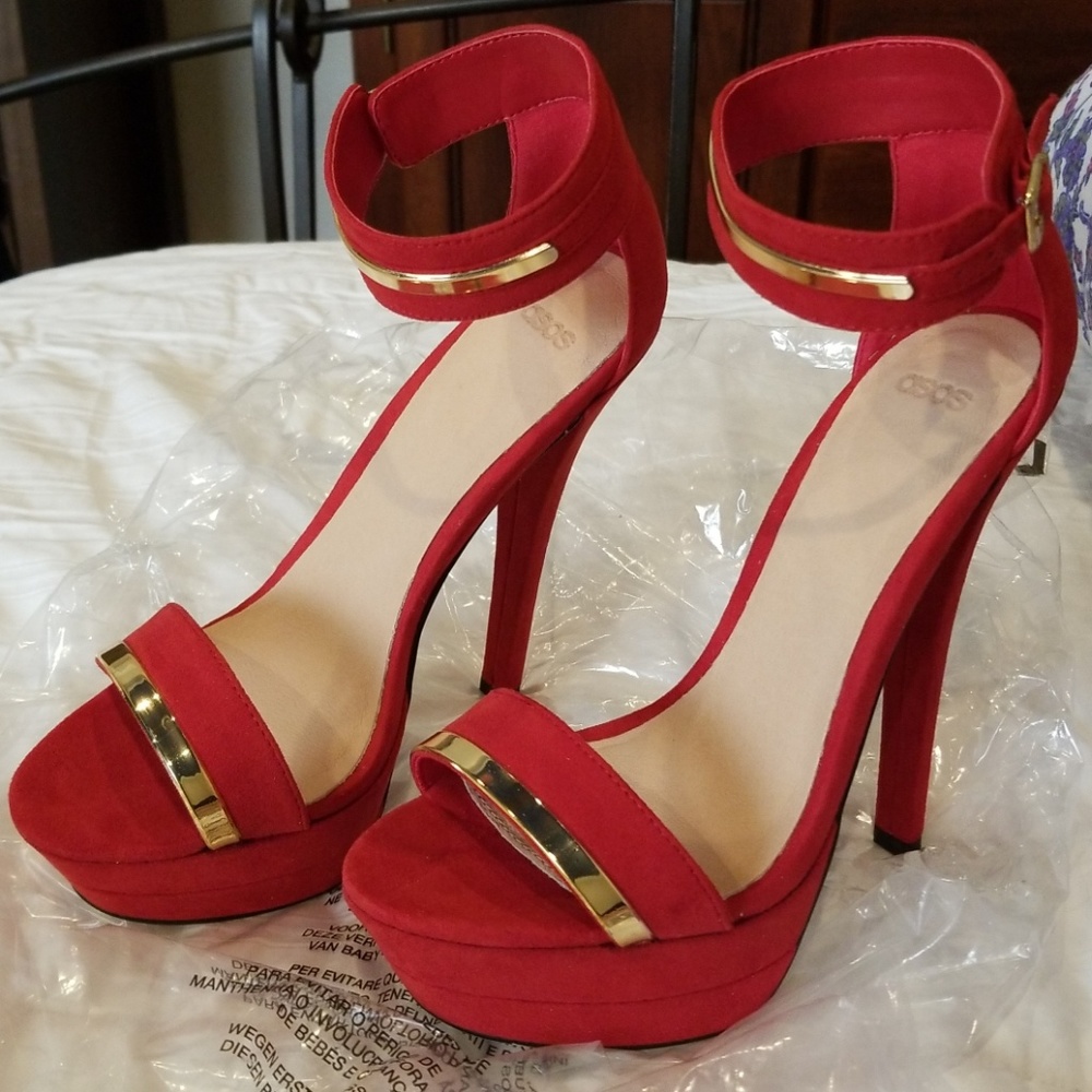 Red platform ASOS heels stilettos in size 7 New
